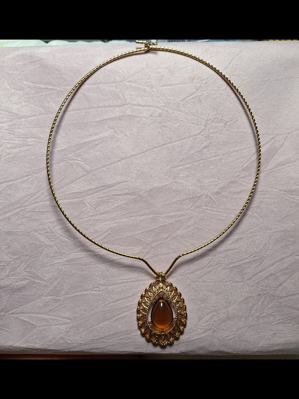 Vintage Sarah Coventry Golden Teardrop Necklace-Original Box